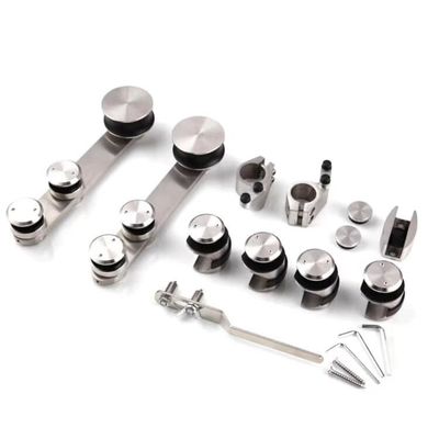 Frameless Glass Shower Room Rolling Barn Sliding Door Track Hardware Kit with Acrylic Tray
