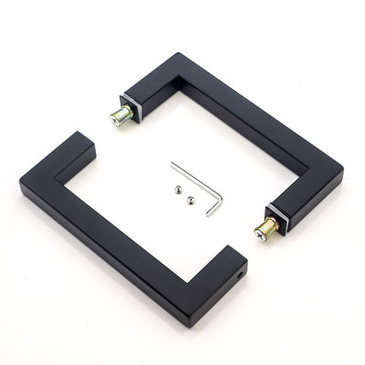 Door Window Handles 304 Stainless Steel Matt Black Color Square Tube Glass Door Handle