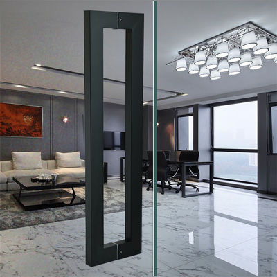 Door Window Handles 304 Stainless Steel Matt Black Color Square Tube Glass Door Handle