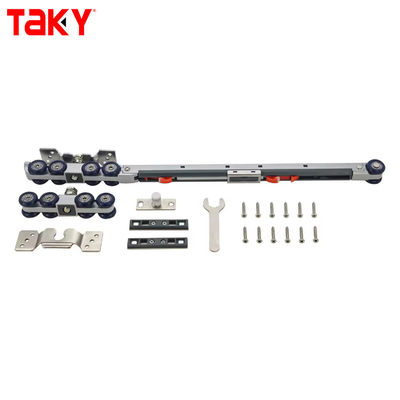 Iron Nylon Furniture Wardrobe Door Hanging Track Double Single Soft Closing 8 Wheel Sliding Door Pulley Damper Rollers