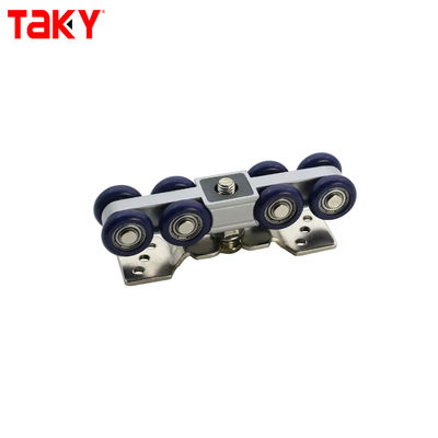 Iron Nylon Furniture Wardrobe Door Hanging Track Double Single Soft Closing 8 Wheel Sliding Door Pulley Damper Rollers