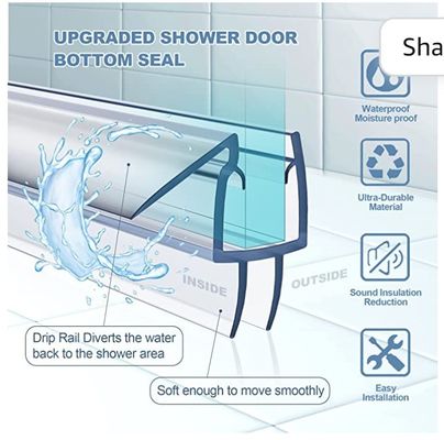 Clear PVC Shower Seal Strip for 3/8-Inch Frameless Glass Shower Door 2000MM Length