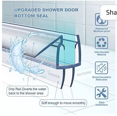 Long Lift Function PVC Plastic Shower Door Bottom Seal Strip for Modern Bathrooms