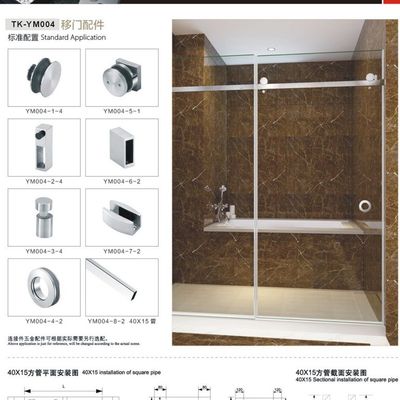 Hotel Bathroom Essential Modern SS304 Mirrored Sliding Shower Door for Renovation