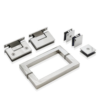 Open Style Hinge Glass Door Square Handle Kit for Whole Set Stainless Steel Shower
