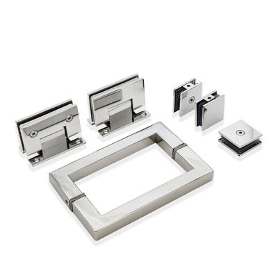 Open Style Hinge Glass Door Square Handle Kit for Whole Set Stainless Steel Shower