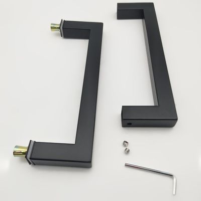 Hotel 8 inch Black Matte D type Stainless Steel 304 Glass Door Handle for Shower Room