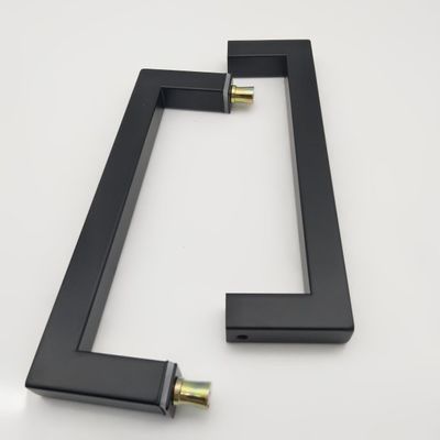 Hotel 8 inch Black Matte D type Stainless Steel 304 Glass Door Handle for Shower Room