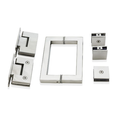 Open Style Hinge Glass Door Square Handle Kit for Whole Set Stainless Steel Shower