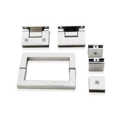 Open Style Hinge Glass Door Square Handle Kit for Whole Set Stainless Steel Shower