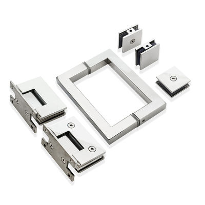 Open Style Hinge Glass Door Square Handle Kit for Whole Set Stainless Steel Shower