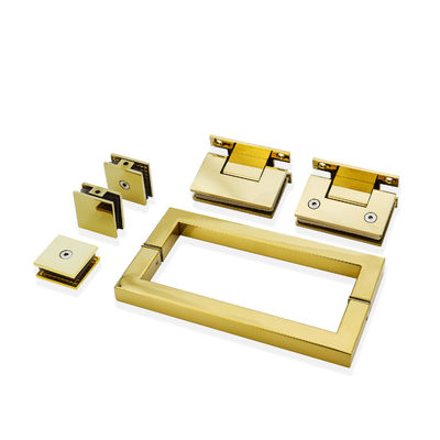 Modern Design Glass Hinge 90 degree Stainless Steel Shower Kit with Gold Hardware Fittings