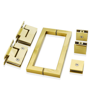Modern Design Glass Hinge 90 degree Stainless Steel Shower Kit with Gold Hardware Fittings
