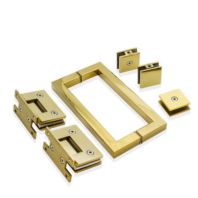 Modern Design Glass Hinge 90 degree Stainless Steel Shower Kit with Gold Hardware Fittings