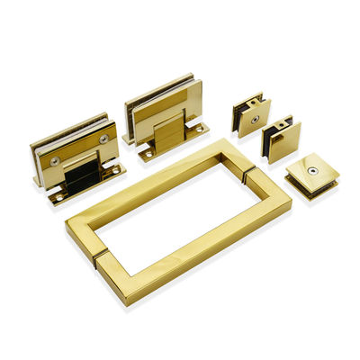 Modern Design Glass Hinge 90 degree Stainless Steel Shower Kit with Gold Hardware Fittings