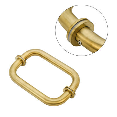 304 Stainless Steel Satin Gold Round Back to Back Pull Glass Door Handle for Hotel Spa