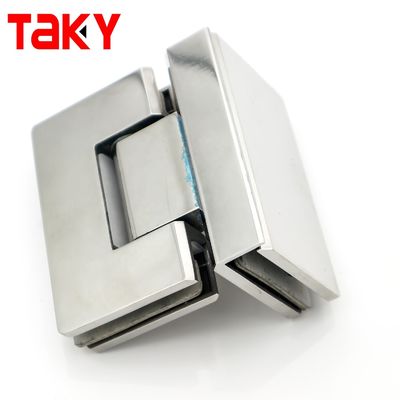Square Glass to Glass Shower Room Glass Hinge with Polished Chrome Straight Edge Design