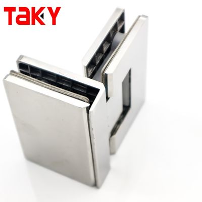 Square Glass to Glass Shower Room Glass Hinge with Polished Chrome Straight Edge Design