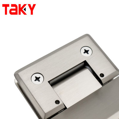 Brushed Nickel Glass Hinge 135 Degree Opening Angle Ideal for Glass Shower Enclosures