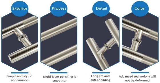 Stainless Steel Pull Handle for Hotel Office Apartment Doors Windows 200*200*19*1.0mm