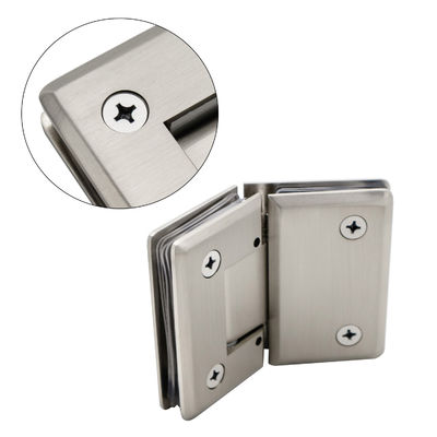 Brushed Nickel Glass Hinge 135 Degree Opening Angle Ideal for Glass Shower Enclosures