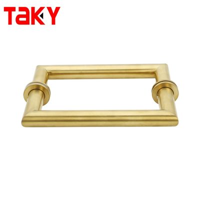 Polish Finish Long Main Entrance Door Handle with 203*203mm Rose Gold Pull Handle