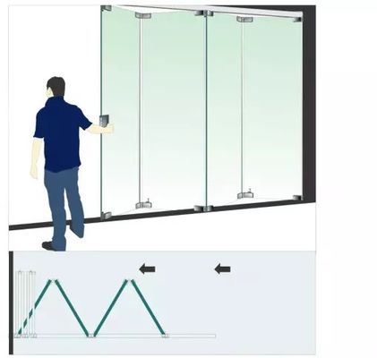 Zinc Alloy Glass Hardware Sliding Folding Frameless Glazing Systems Interior Bifold Door