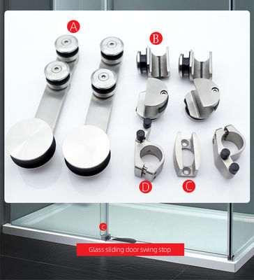 Ceramic Tray Round Track Shower Sliding Glass Door Hardware for Frameless Enclosure