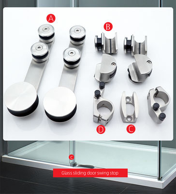 Functional Glass Bathroom Screen Sliding Hardware Set with Stainless Steel 304 Frame