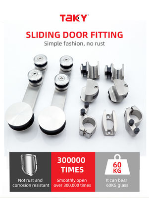 Functional Glass Bathroom Screen Sliding Hardware Set with Stainless Steel 304 Frame