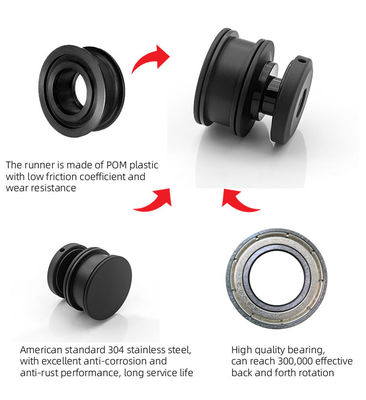Round Tray Shape Black Sliding Shower Door Kit for 8-12mm Safe Glass Hardware Included