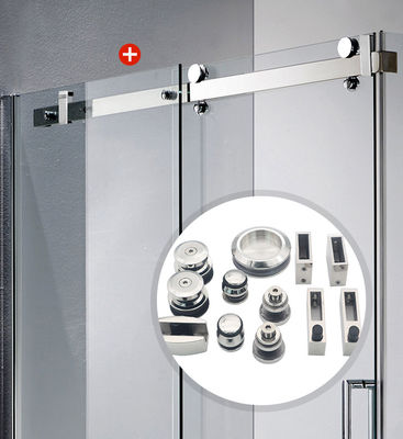 Shower Roller Sliding Glass Hardware in Chrome for Durable Wire Bathroom Barn Door Kit