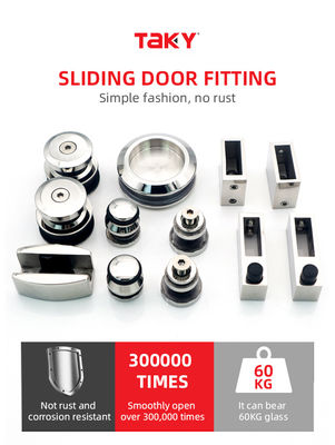 Shower Roller Sliding Glass Hardware in Chrome for Durable Wire Bathroom Barn Door Kit