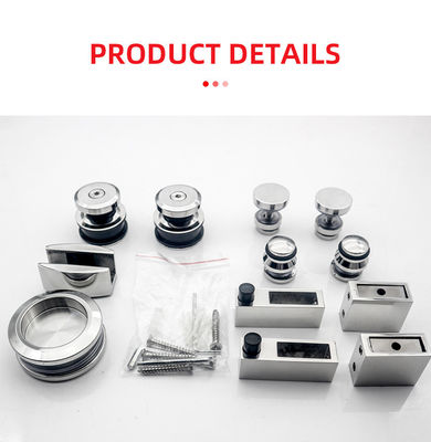 Shower Roller Sliding Glass Hardware in Chrome for Durable Wire Bathroom Barn Door Kit