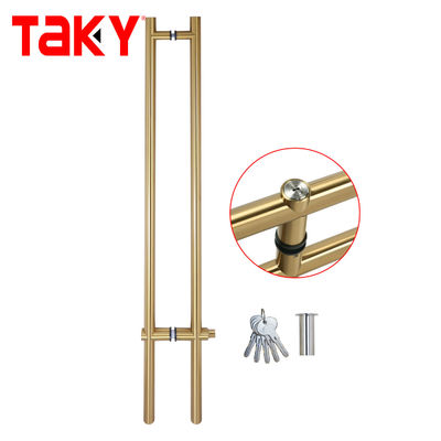 Luxury H Type Stainless Steel Entrance Frameless Door Handles Lockable Glass Door Handle