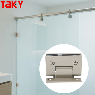 Satin Steel Material 90 Degree H Back Plate Wall Mount Shower Glass Door Pivot Hinge