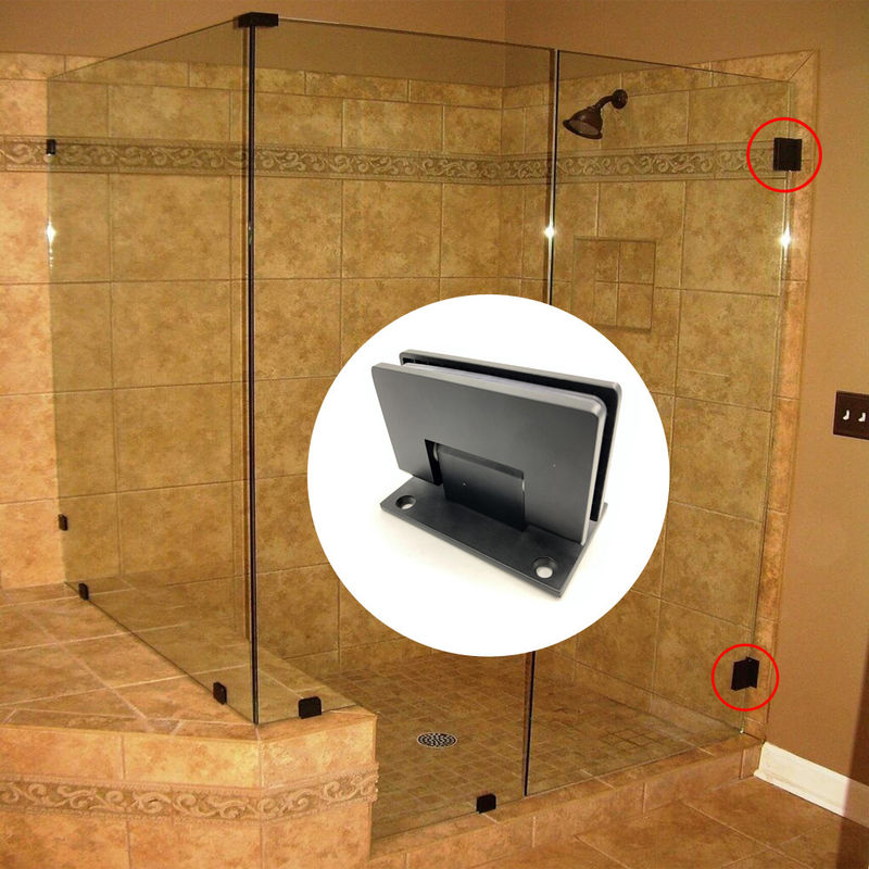 304 Stainless Steel Matt Black 90 Degree Shower Door Hinge for Square Appearance Style