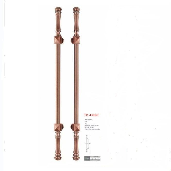 Door Window Handles for Luxurious Hotel Entrance Antique Copper Gate Pull Handles
