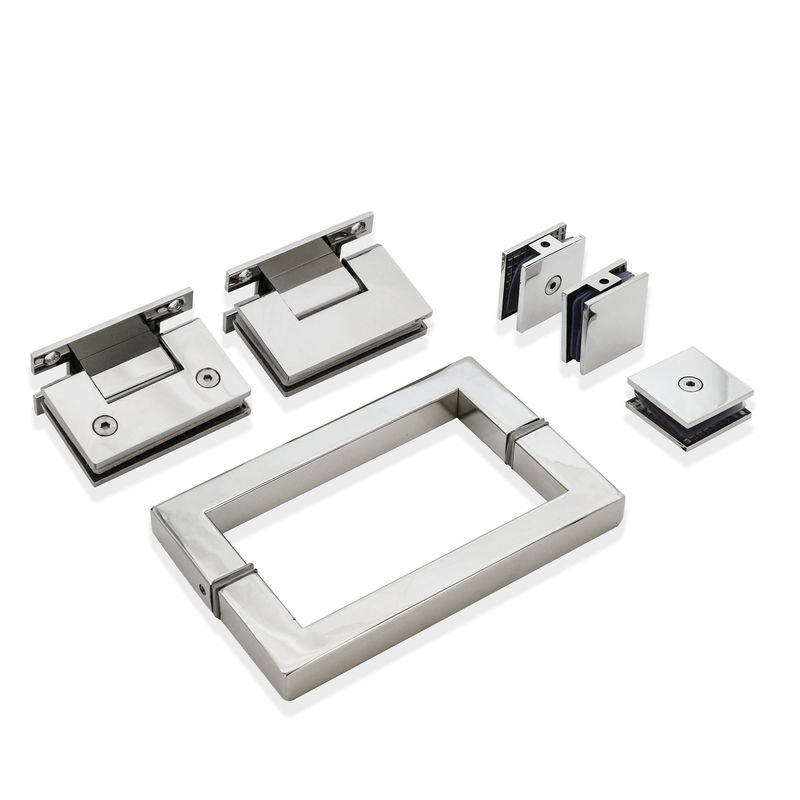 Open Style Hinge Glass Door Square Handle Kit for Whole Set Stainless Steel Shower