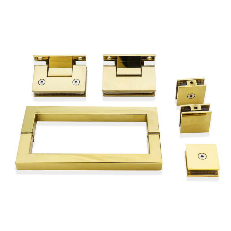 Modern Design Glass Hinge 90 degree Stainless Steel Shower Kit with Gold Hardware Fittings