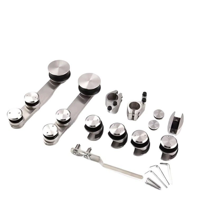 High Hardness and Durable Silver/black Glass Bathroom Sliding Door Kit for 6-12mm Glass