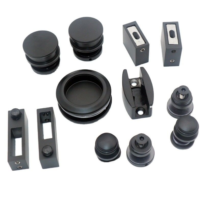 Round Tray Shape Black Sliding Shower Door Kit for 8-12mm Safe Glass Hardware Included