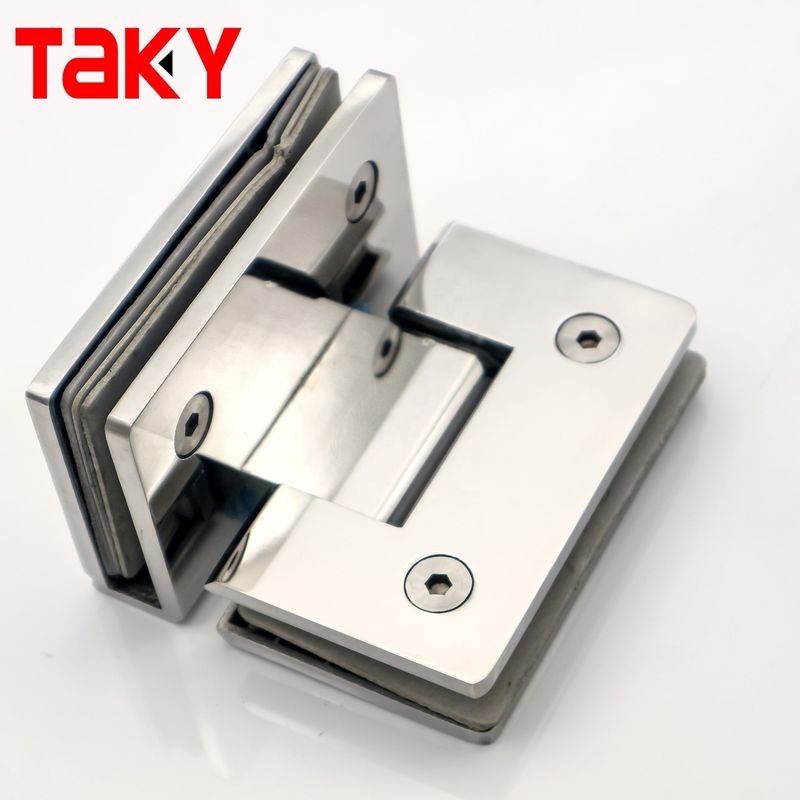Square Glass to Glass Shower Room Glass Hinge with Polished Chrome Straight Edge Design