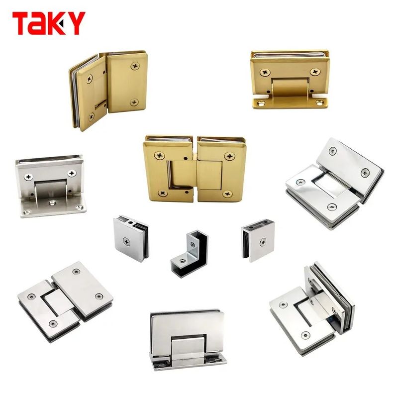 Secure Door Closure 8-12MM Glass Brushed Gold Shower Frameless Glass Door Pivot Hinge