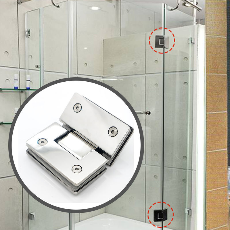 Brushed Nickel Glass Hinge 135 Degree Opening Angle Ideal for Glass Shower Enclosures