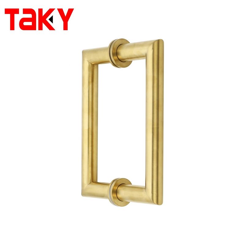 Polish Finish Long Main Entrance Door Handle with 203*203mm Rose Gold Pull Handle