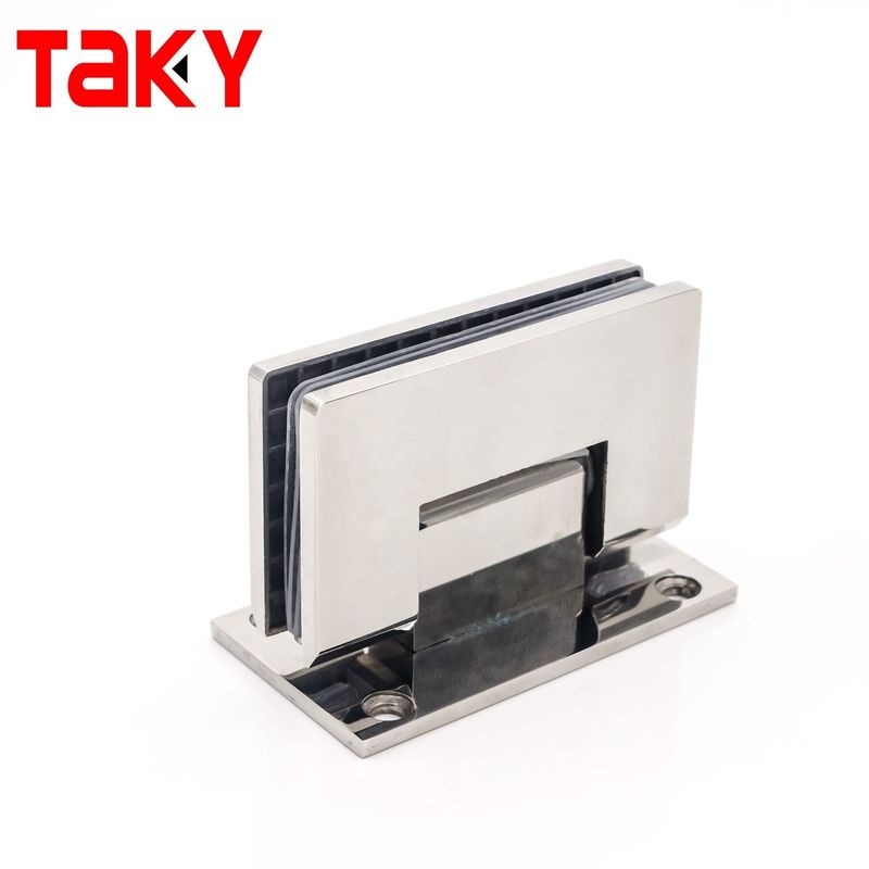 Square Stainless Steel Shower Door with Ceramic Tray and 90 Degree Glass Pivot Door