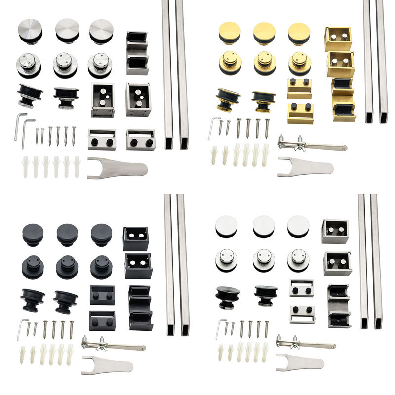 Modern Design Double Pipe Bar Frameless Ss304 8-12mm Shower Sliding Door Fittings