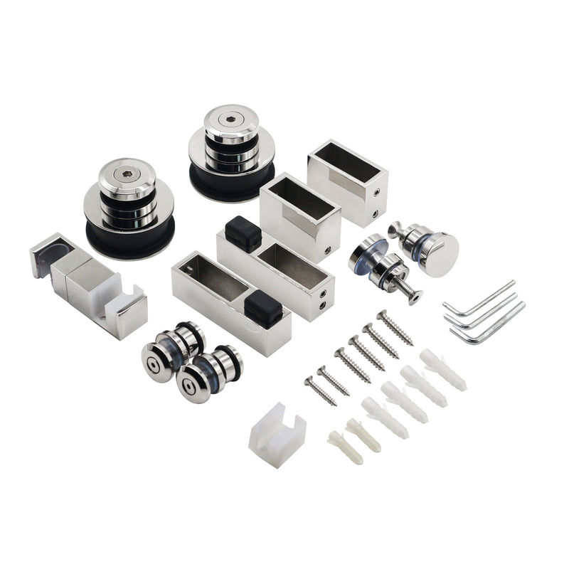 Frameless Stainless Steel Rollers Hanging Wheel Rail Track Sliding Barn Shower Glass Door Hardware Kits