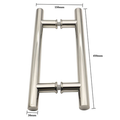 Stainless Steel H-Shaped Pull Handle for Bathroom Glass Doors in Office Buildings